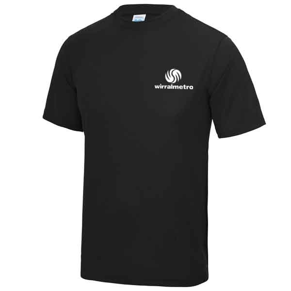 Wirral Metro Black Adult Size Performance T Shirt