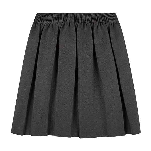 Elasticated Grey Box Pleat Skirt