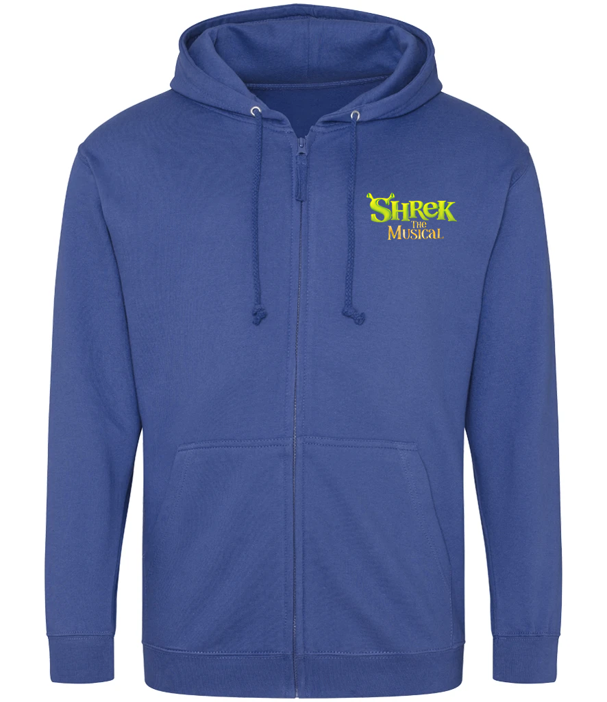 Shrek the Musical Royal Blue Zipped Hoodie Right Breast Print