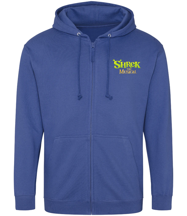 Shrek the Musical Royal Blue Zipped Hoodie Right Breast Print
