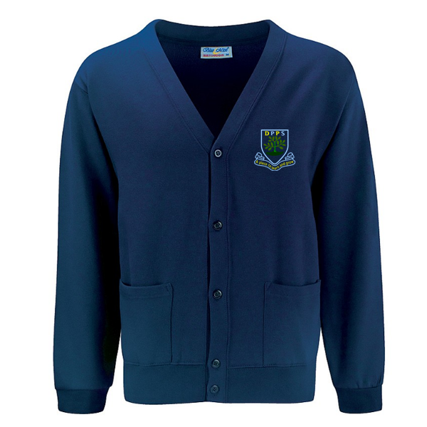 Navy Cardigan Devonshire Park Right Breast Print